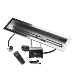 30 In. X 6 In. Remote Control Fire Pit Burner Kit, Stainless Steel, Electronic Ignition, Propane