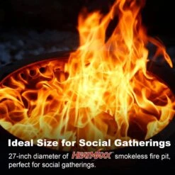 27 In. Smokeless Fire Pit, Low Smoke Bonfire Fire Pit, Wood Burning Pellet Firepits -Fire Place Store stainless steel heatmaxx wood burning fire pits srfp12308 44 1000