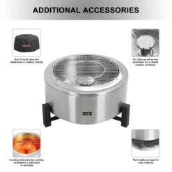 27 In. Smokeless Fire Pit, Low Smoke Bonfire Fire Pit, Wood Burning Pellet Firepits -Fire Place Store stainless steel heatmaxx wood burning fire pits srfp12308 c3 1000