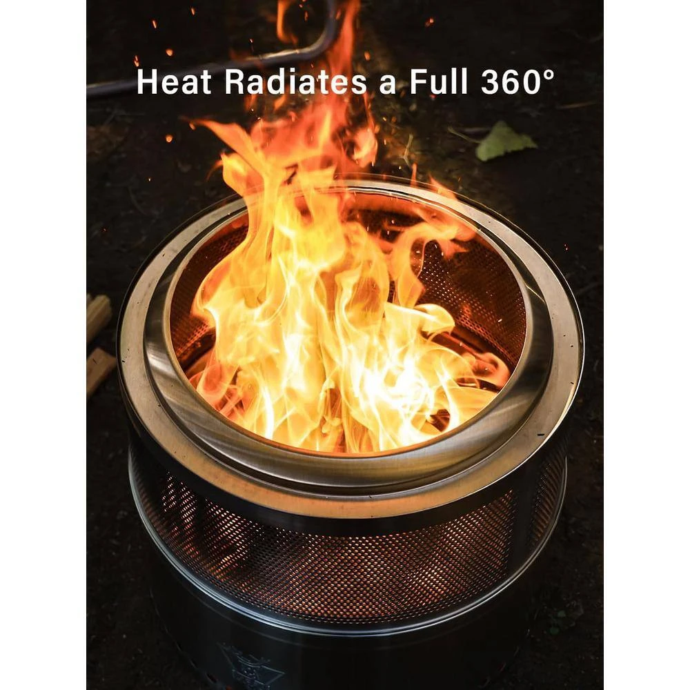 20 In. Folding Stainless Steel Smokeless Wood Burning Outdoor Fire Pit With Removable Ash Stand & Gloves & Fire Poker 5 20 In. Folding Stainless Steel Smokeless Wood Burning Outdoor Fire Pit With Removable Ash Stand & Gloves & Fire Poker - Image 5