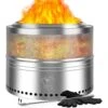 20 In. Folding Stainless Steel Smokeless Wood Burning Outdoor Fire Pit With Removable Ash Stand & Gloves & Fire Poker