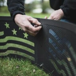 Decorative 36 In. X 12 In. Round Steel Wood Fire Pit Ring - Stars And Stripes 17 Decorative 36 In. X 12 In. Round Steel Wood Fire Pit Ring - Stars And Stripes -Fire Place Store stars and stripes blue sky outdoor living fire pit covers and accessories fr361208sab 1f 1000