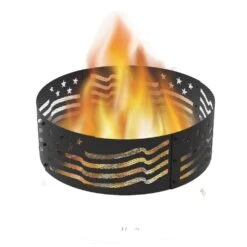 Decorative 36 In. X 12 In. Round Steel Wood Fire Pit Ring - Stars And Stripes 11 Decorative 36 In. X 12 In. Round Steel Wood Fire Pit Ring - Stars And Stripes -Fire Place Store stars and stripes blue sky outdoor living fire pit covers and accessories fr361208sab 40 1000