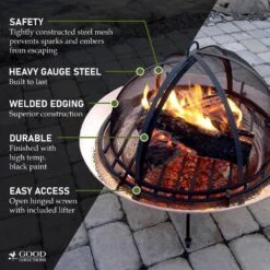 26 In. Spark Screen With Lifter -Fire Place Store steel black good directions fire pit covers and accessories 774 4f 1000