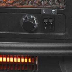 Kingham 400 Sq. Ft. Panoramic Infrared Electric Stove In Black With Electronic Thermostat -Fire Place Store stylewell electric stove heaters est 417 10 1d 1000