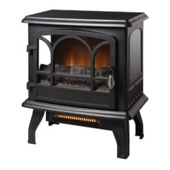 Kingham 400 Sq. Ft. Panoramic Infrared Electric Stove In Black With Electronic Thermostat -Fire Place Store stylewell electric stove heaters est 417 10 1f 1000