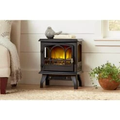 Kingham 400 Sq. Ft. Panoramic Infrared Electric Stove In Black With Electronic Thermostat