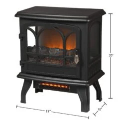 Kingham 400 Sq. Ft. Panoramic Infrared Electric Stove In Black With Electronic Thermostat -Fire Place Store stylewell electric stove heaters est 417 10 77 1000
