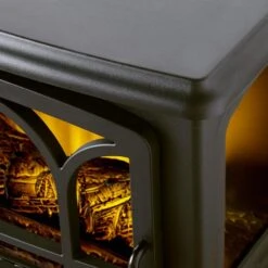 Kingham 400 Sq. Ft. Panoramic Infrared Electric Stove In Black With Electronic Thermostat -Fire Place Store stylewell electric stove heaters est 417 10 a0 1000