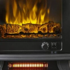 Kingham 400 Sq. Ft. Panoramic Infrared Electric Stove In Black With Electronic Thermostat -Fire Place Store stylewell electric stove heaters est 417 10 c3 1000