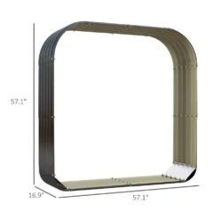 57.1 In. Dark Gray Galvanized Steel Firewood Storage Rack Log Holder Storage Shed With Rubberized Edge For Safety&Gloves -Fire Place Store sudzendf firewood racks 4422w9641 44 1000