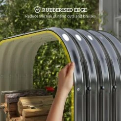 57.1 In. Dark Gray Galvanized Steel Firewood Storage Rack Log Holder Storage Shed With Rubberized Edge For Safety&Gloves -Fire Place Store sudzendf firewood racks 4422w9641 fa 1000