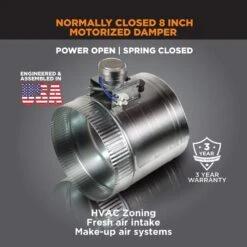 8 In. Motorized Adjustable Damper Closed -Fire Place Store suncourt dampers zc208 c3 1000