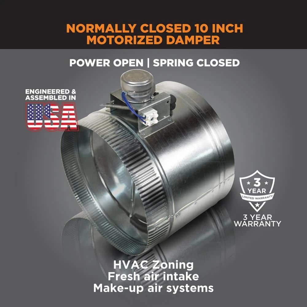 10 In. Motorized Adjustable Damper Closed 4 10 In. Motorized Adjustable Damper Closed - Image 4