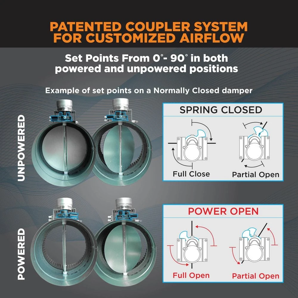 8 In. Motorized Adjustable Damper, Open 7 8 In. Motorized Adjustable Damper, Open - Image 7