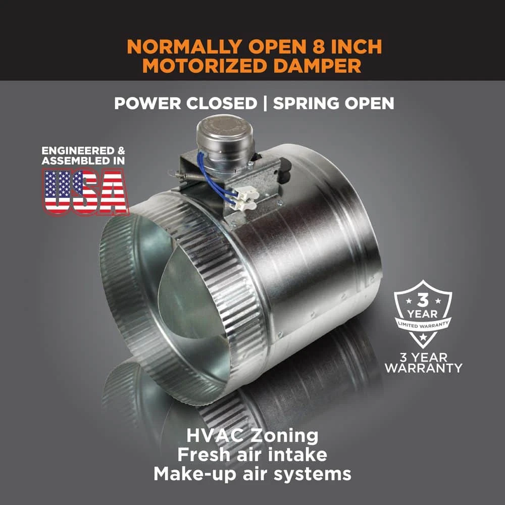 8 In. Motorized Adjustable Damper, Open 4 8 In. Motorized Adjustable Damper, Open - Image 4