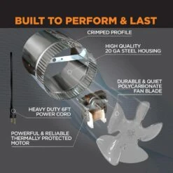 Inductor 8 In. Corded In-Line Duct Fan -Fire Place Store suncourt grow room ventilation db208c 1f 1000