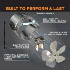 Inductor 10 In. Corded In-Line Duct Fan -Fire Place Store suncourt grow room ventilation db210c 1f 1000