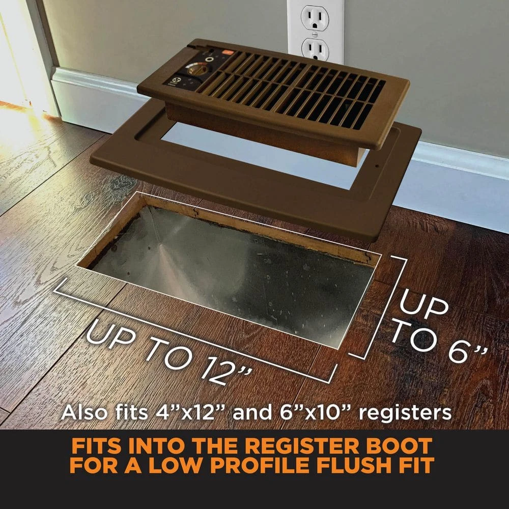 Flush Fit Smart Register Booster Fan In Brown With Adaptor Plate Included 2 Flush Fit Smart Register Booster Fan In Brown With Adaptor Plate Included - Image 2