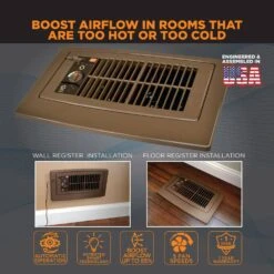 Flush Fit Smart Register Booster Fan In Brown With Adaptor Plate Included -Fire Place Store suncourt grow room ventilation hc500 bpl fa 1000