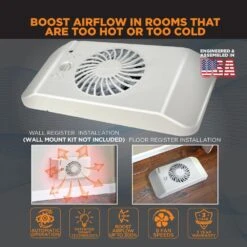 Equalizer EZ8 Heating And Air Conditioning Smart Register Booster Fan -Fire Place Store suncourt grow room ventilation hc600 4f 1000