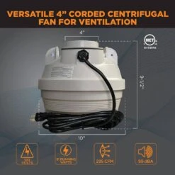 4 In. Centrifugal Tube Fan With Cord 7 4 In. Centrifugal Tube Fan With Cord -Fire Place Store suncourt grow room ventilation tf104 crd 4f 1000