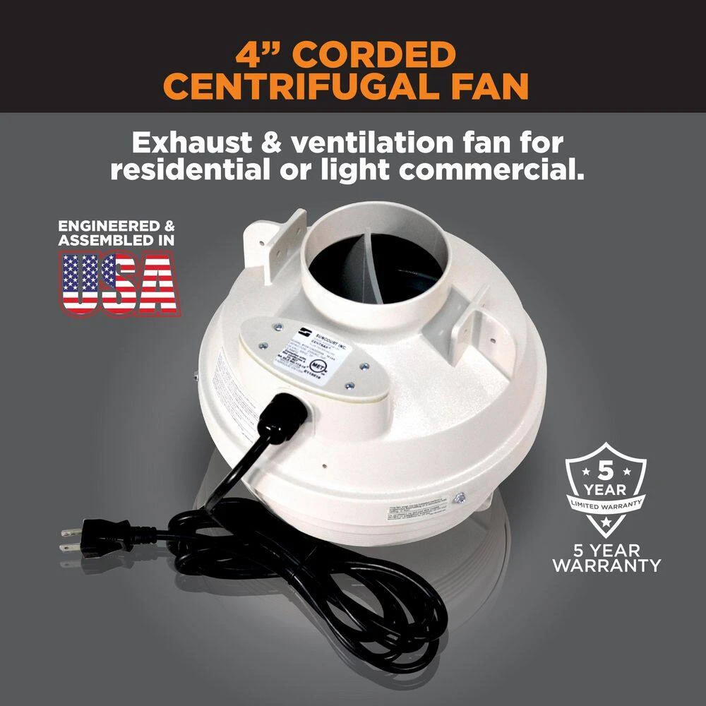 4 In. Centrifugal Tube Fan With Cord 2 4 In. Centrifugal Tube Fan With Cord - Image 2