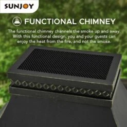 Heirloom 56.69 In. H Slate Wood Burning Fireplace - Black -Fire Place Store sunjoy outdoor fireplaces a304001005 1f 1000