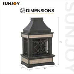 Heirloom 56.69 In. H Slate Wood Burning Fireplace - Black -Fire Place Store sunjoy outdoor fireplaces a304001005 c3 1000