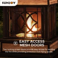 Heirloom 56.69 In. H Slate Wood Burning Fireplace - Black -Fire Place Store sunjoy outdoor fireplaces a304001005 fa 1000