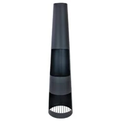 59 In. H Steel Chiminea With Log Holder - Black -Fire Place Store sunnydaze chimineas fsn 1851 66 1000
