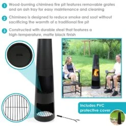 49 In. Steel Outdoor Wood Burning Chiminea Fire Pit With Built-In Log Storage -Fire Place Store sunnydaze chimineas kf 591 1f 1000