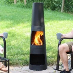 49 In. Steel Outdoor Wood Burning Chiminea Fire Pit With Built-In Log Storage -Fire Place Store sunnydaze chimineas kf 591 31 1000