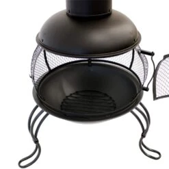 66 In. Steel Wood-Burning Outdoor Chiminea With Rain Cap In Black 13 66 In. Steel Wood-Burning Outdoor Chiminea With Rain Cap In Black -Fire Place Store sunnydaze chimineas kf 849 1f 1000