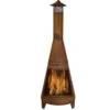 70 In. Rustic Outdoor Wood-Burning Backyard Chiminea Fire Pit