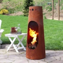 50 In. Rustic Santa Fe Wood-Burning Chimenea -Fire Place Store sunnydaze chimineas rcm 873 31 1000