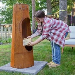 50 In. Rustic Santa Fe Wood-Burning Chimenea -Fire Place Store sunnydaze chimineas rcm 873 76 1000