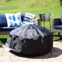 48 In. Black Durable Round Fire Pit Cover Long-Lasting PVC -Fire Place Store sunnydaze fire pit covers and accessories fi 4818blk3 inv 31 1000