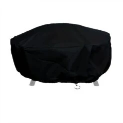 48 In. Black Durable Round Fire Pit Cover Long-Lasting PVC