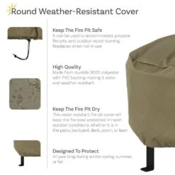 80 In. Khaki Durable Weather-Resistant Round Fire Pit Cover -Fire Place Store sunnydaze fire pit covers and accessories fi 8024hdkhaki 4f 1000