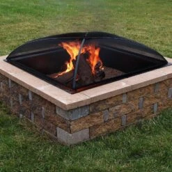 31 In. Black Square Steel Mesh Fire Pit Spark Screen Cover -Fire Place Store sunnydaze fire pit covers and accessories kf sqs31 31 1000
