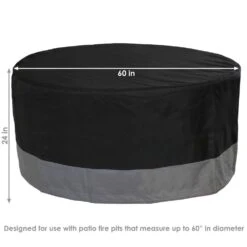 60 In. Gray/Black Round 2-Tone Outdoor Fire Pit Cover -Fire Place Store sunnydaze fire pit covers and accessories ny 296 4f 1000