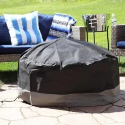 80 In. Gray/Black Round 2-Tone Outdoor Fire Pit Cover -Fire Place Store sunnydaze fire pit covers and accessories ny 302 44 1000