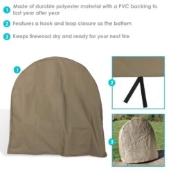 40 In. Firewood Log Hoop Cover In Khaki -Fire Place Store sunnydaze firewood racks fi lh40 cover khaki 1f 1000