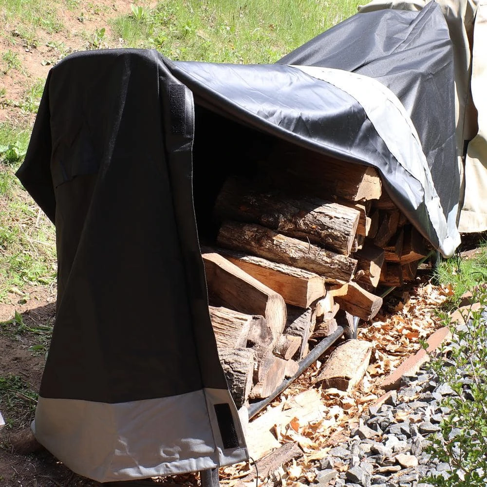 6 Ft. Gray And Black Water-Resistant Firewood Rack Cover 6 6 Ft. Gray And Black Water-Resistant Firewood Rack Cover - Image 6