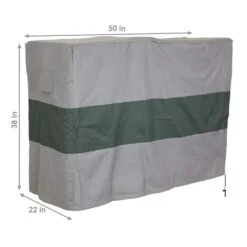4 Ft. Gray Waterproof With Green Stripe Log Rack Cover -Fire Place Store sunnydaze firewood racks ny 791 1f 1000