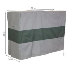 8 Ft. Gray Waterproof With Green Stripe Log Rack Cover -Fire Place Store sunnydaze firewood racks ny 821 1f 1000