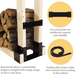 Sunnydaze Adjustable Steel Log Rack Brackets With Accessory Kit (3-Sets) -Fire Place Store sunnydaze firewood racks qx 047 3pk 4f 1000