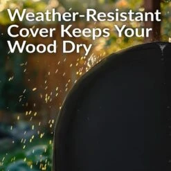 48 In. Black Steel Firewood Log Hoop With Cover -Fire Place Store sunnydaze firewood racks qx 48lh cover combo 66 1000