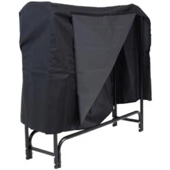 4 Ft. Black Steel Firewood Log Rack With Cover -Fire Place Store sunnydaze firewood racks qx 4lr 4lrc 1f 1000